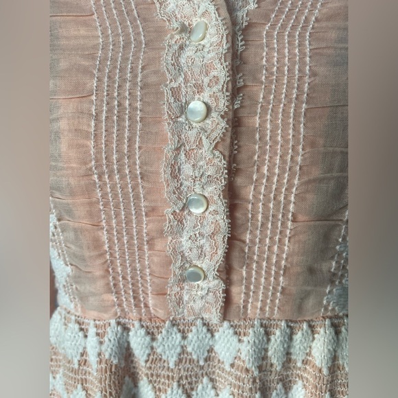 Vintage Lace Prairie Maxi Beth Dutton Peachy Pink White Lace approx size 6 10 - Picture 5 of 10